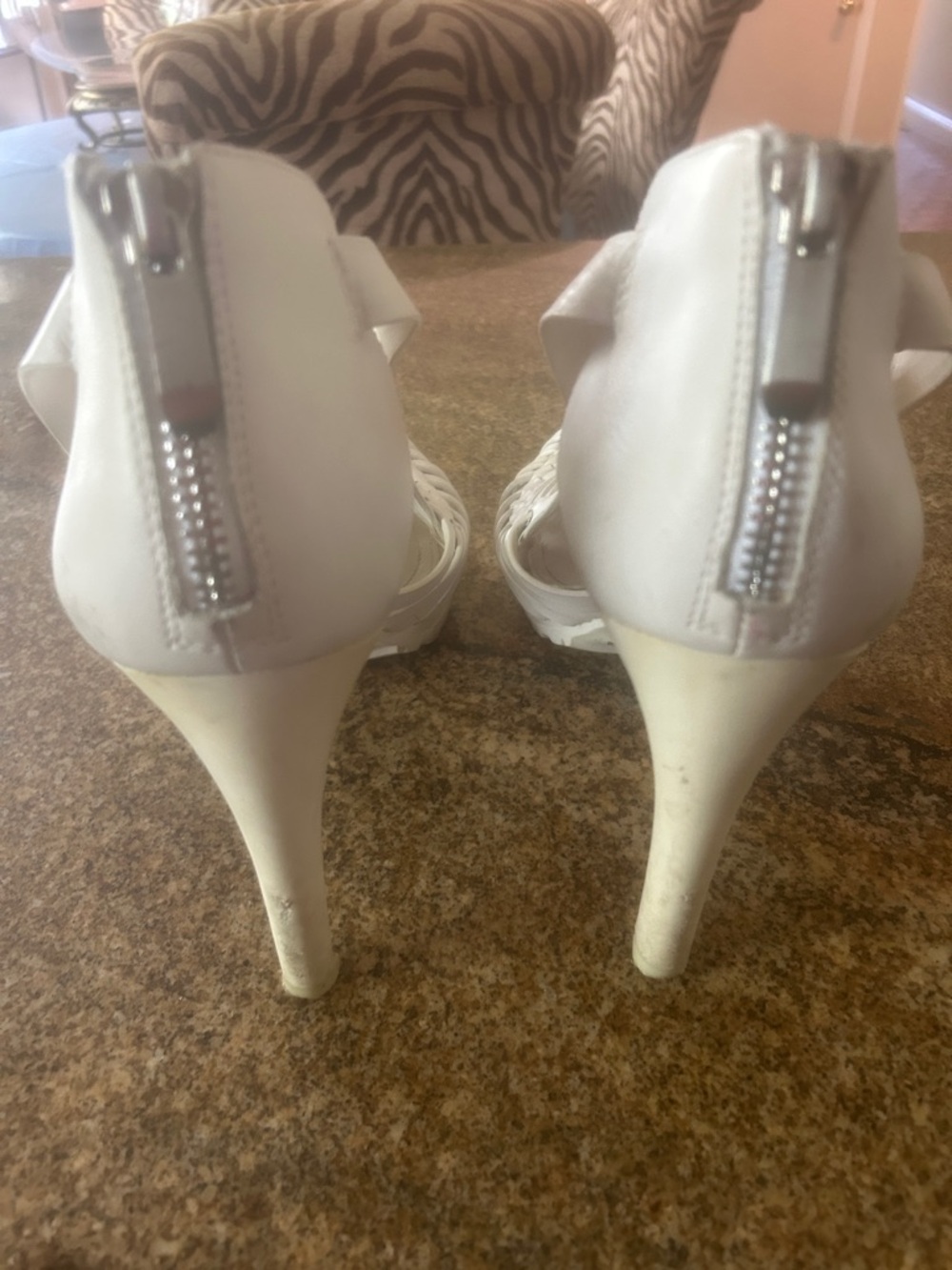 BCBG White Woven Leather Ankle-Strap Sandals - Picture 2 of 6